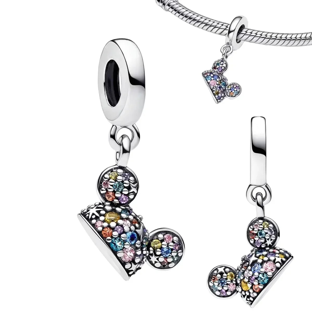 925 Sterling Silver Mermaid Angel Crown Charm Set with Zircon Beads Ring Earrings and Bracelet Jewelry Collection 2025