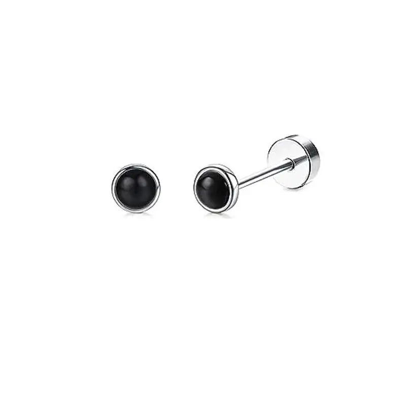 2PCS Set Stainless Steel Heart Moon Stud Earrings for Women Trendy Ear Tragus Cartilage Body Piercing
