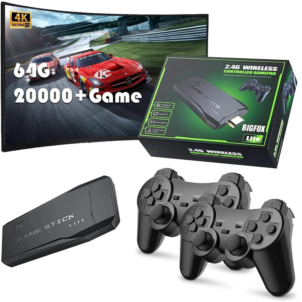 BOYHOM M8 4K Retro Game Stick With Dual 2.4G Wireless Controllers 20000 Built In Games 64GB TV Console Gift For Boys