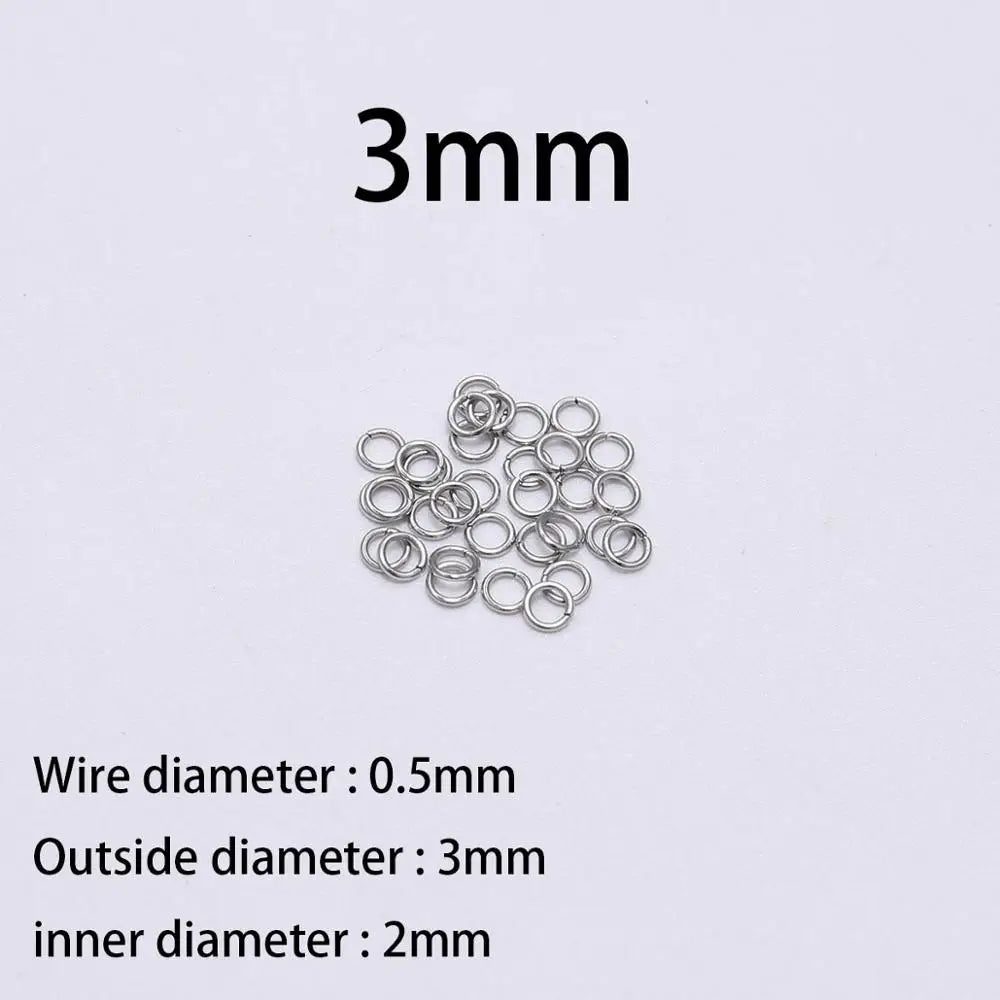 Stainless Steel Jump Rings Open Loops for DIY Jewelry Making 30 to 200 Pieces 0.5 x 3mm 200pcs