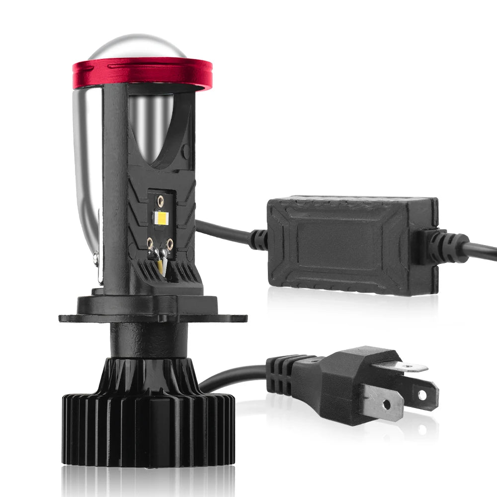High-Performance H4 LED Projector Lens Headlight Bulb Kit 6000K for Motorcycles and Cars