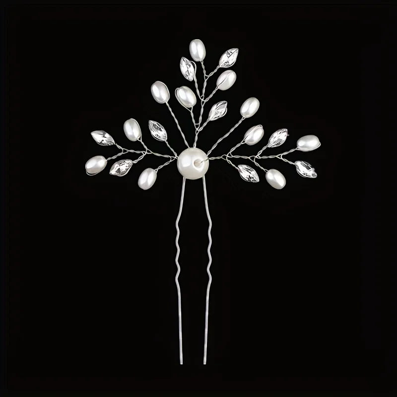Elegant Crystal Pearl Rhinestone Hairpins for Women Bridal Party Accessories