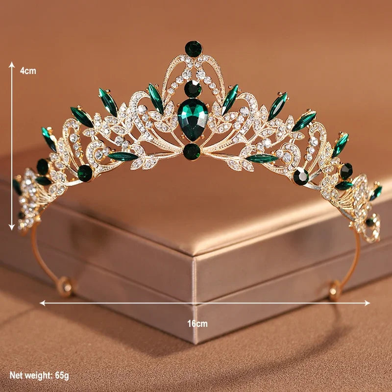 Elegant Gold Crystal Bridal Crown for Women - Trendy Wedding and Birthday Tiara