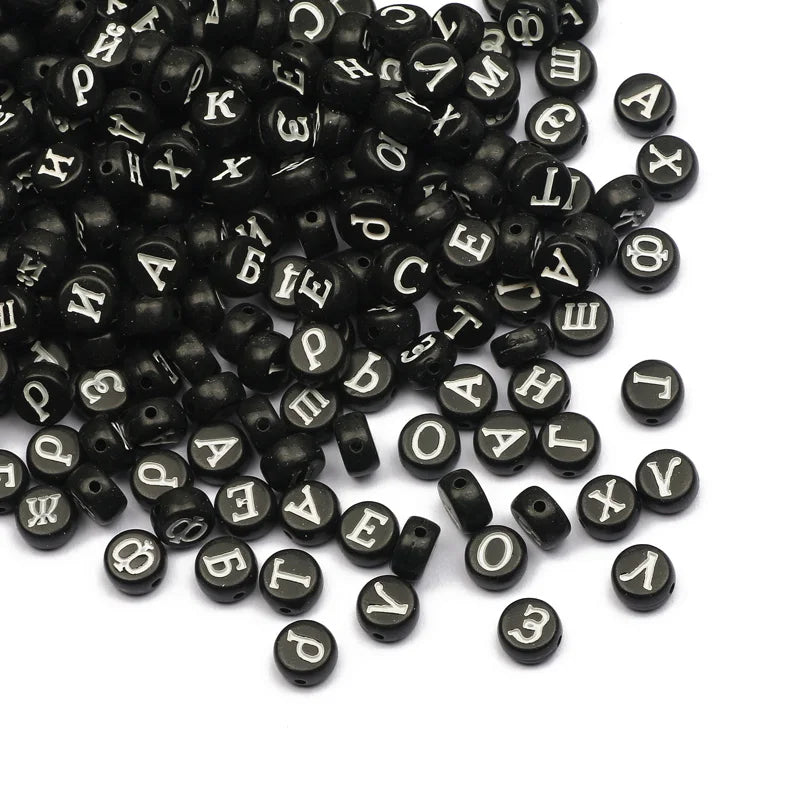 Chic Black Acrylic Beads with Gold Heart Design for Jewelry Crafting
