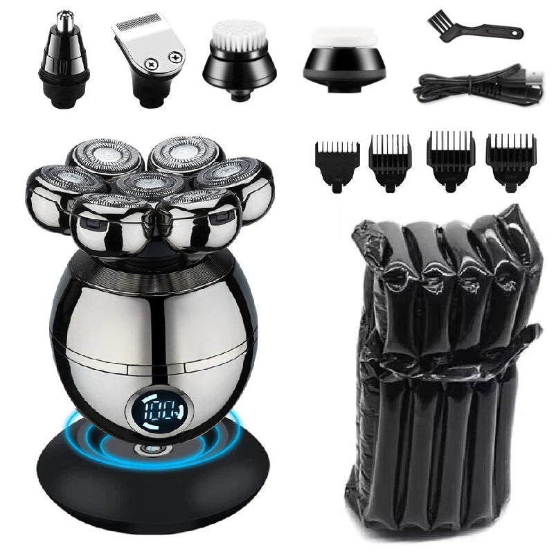 Pro Wet Dry Electric Shaver For Men Rechargeable Beard Trimmer With LCD Display Fast Charging And Floating Head Function