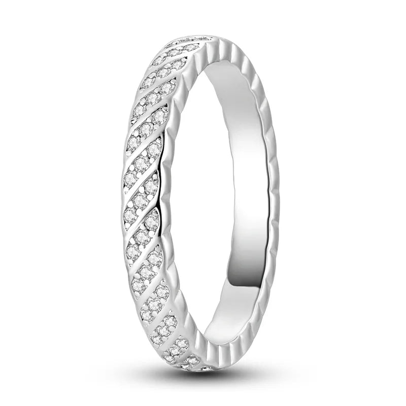 Zircon Diamond 925 Sterling Silver Women's Ring Elegant Fine Jewelry KTR109