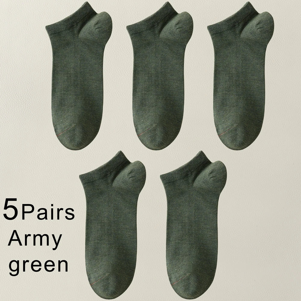 5 Pairs Bamboo Fiber Men No Show Breathable Ankle Socks