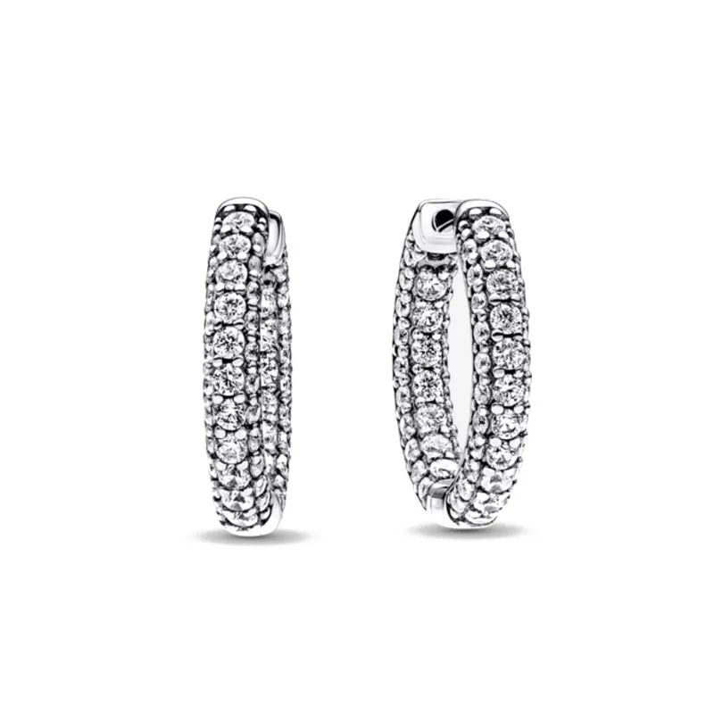 European 925 Silver Moon Snowflake Heart Shaped Stud Earrings for Women Exquisite Holiday Jewelry Gifts
