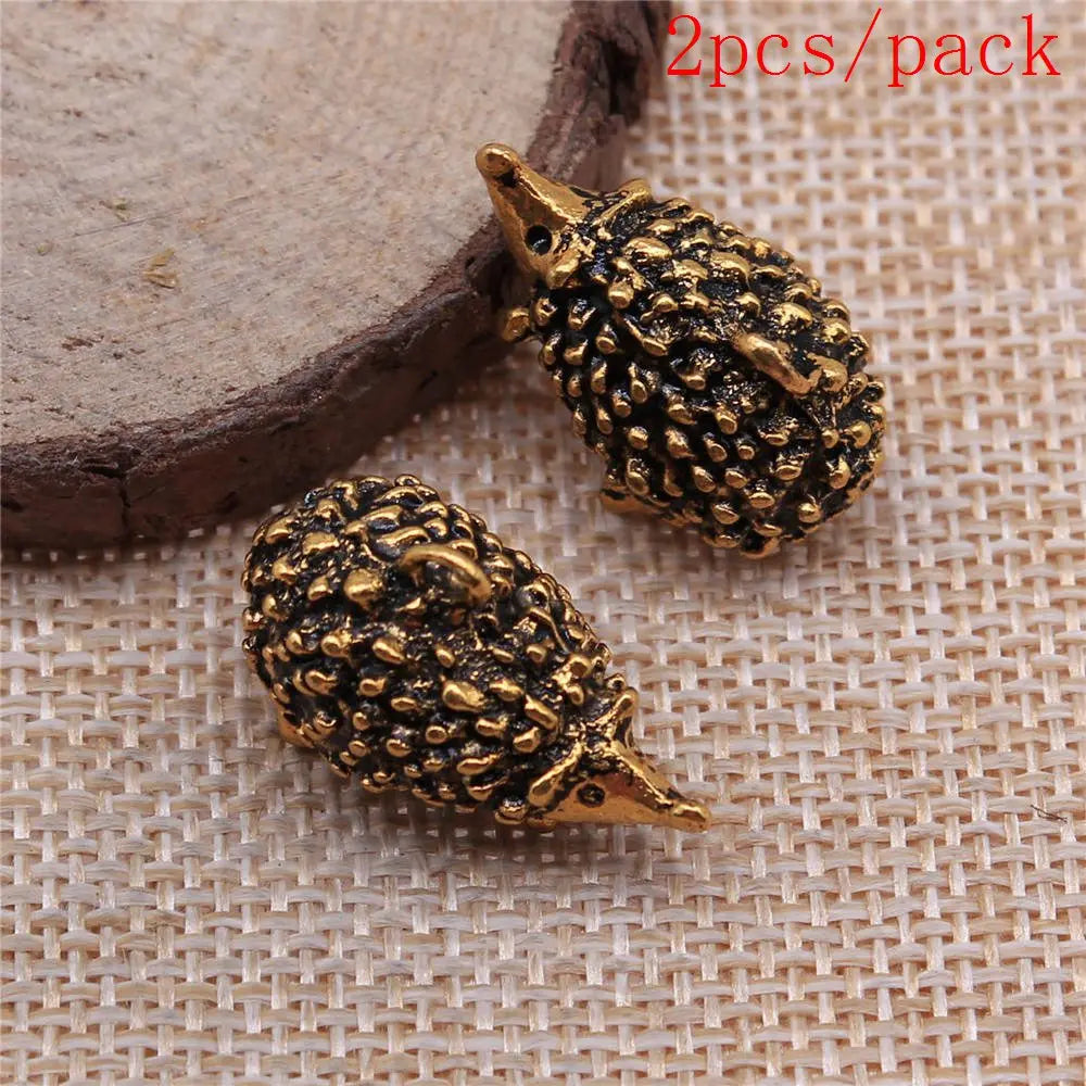 Vintage 3D Hedgehog Charms for DIY Jewelry Making and Gifts
