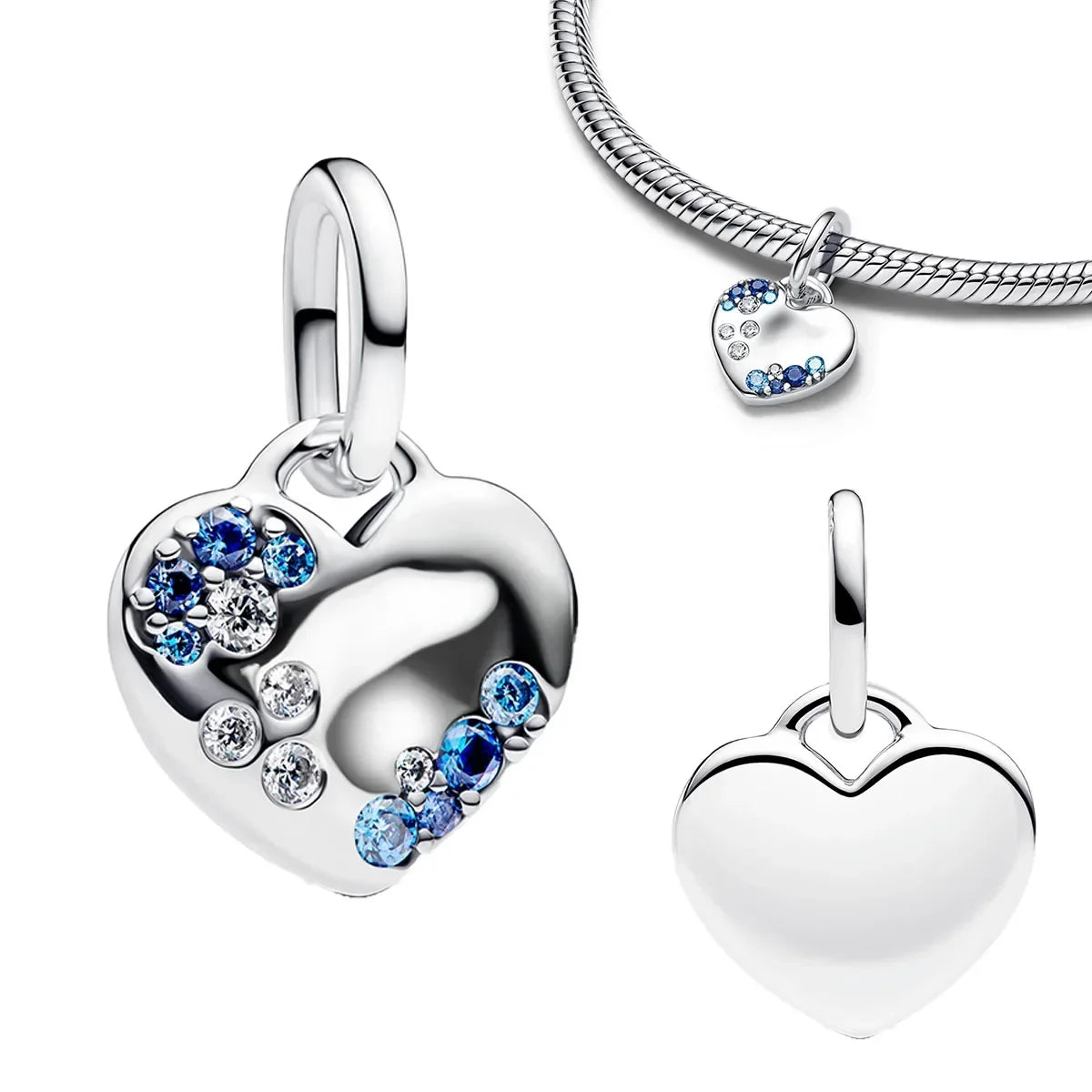 925 Sterling Silver Gold Star Moon Heart Charms Beads for DIY Jewelry Gifts