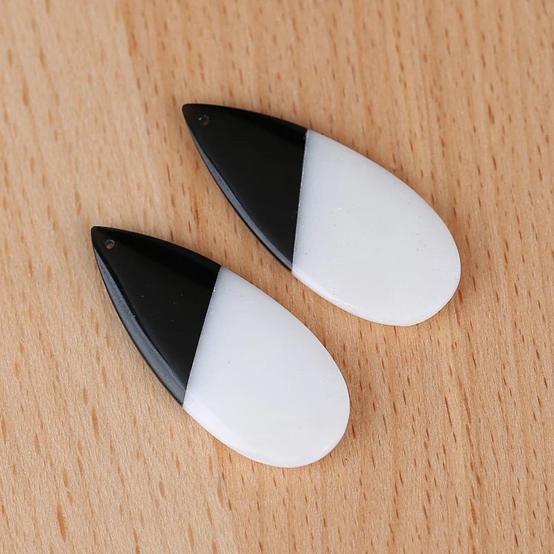 Elegant Obsidian and White Jade Intarsia Gemstone Beads for Unique Jewelry Creations 42mm