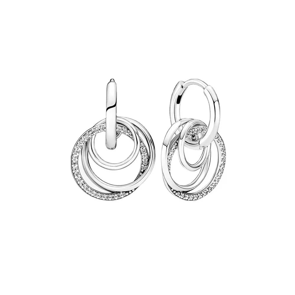 European 925 Silver Snowflake Butterfly Heart Shaped Earrings Exquisite Women's Holiday Jewelry Gifts