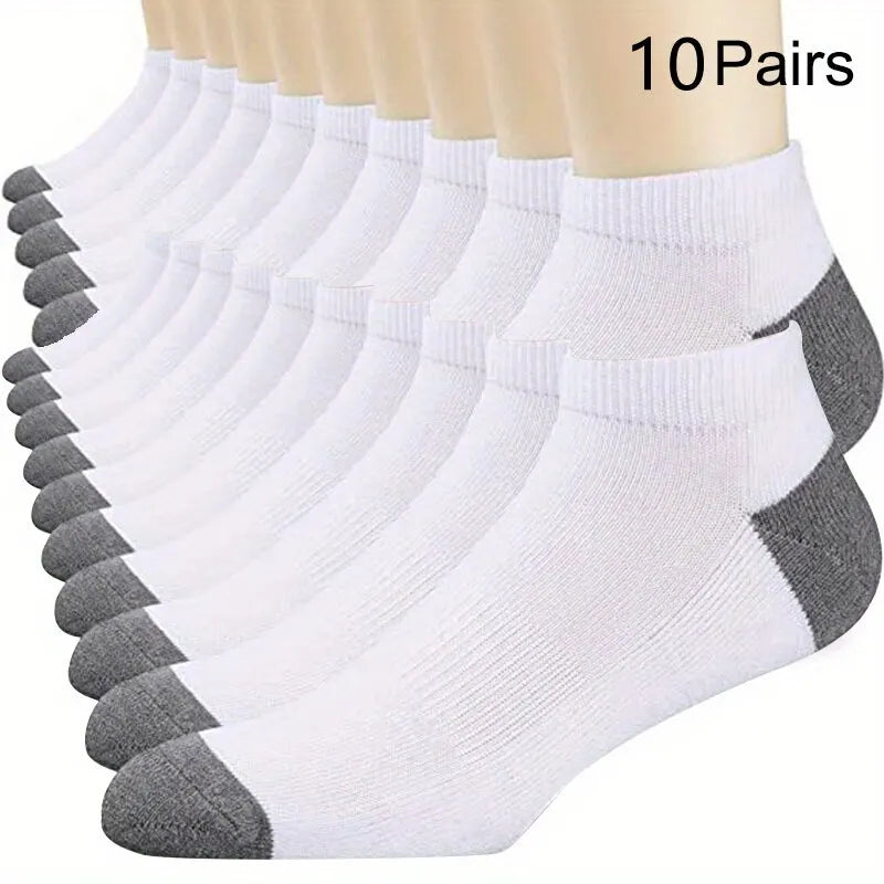 Men's Breathable Cotton Ankle Socks Comfortable Summer Low Cut Casual Socks 10 Pack