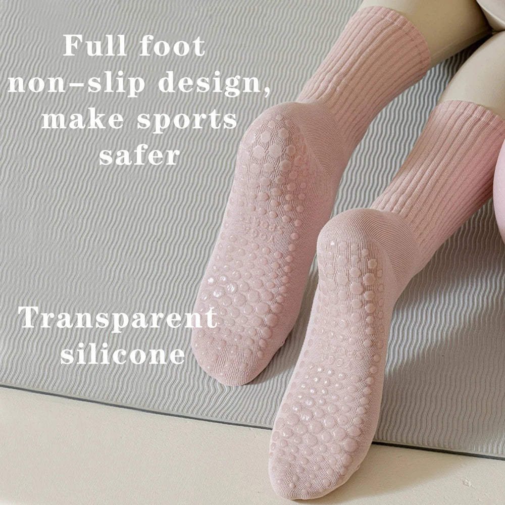 3 Pairs Cotton Anti Slip Medium Yoga Socks For Women