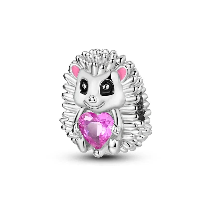 925 Sterling Silver Cat Bear Heart Beads Pendant Charm for Women DIY Bracelet Necklace Gift
