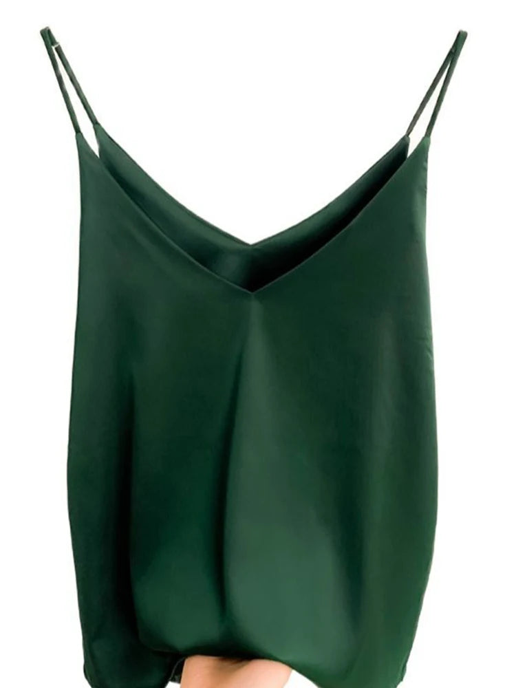 Womens Summer Camisole Tank Top V Neck Slim Fit Sleeveless