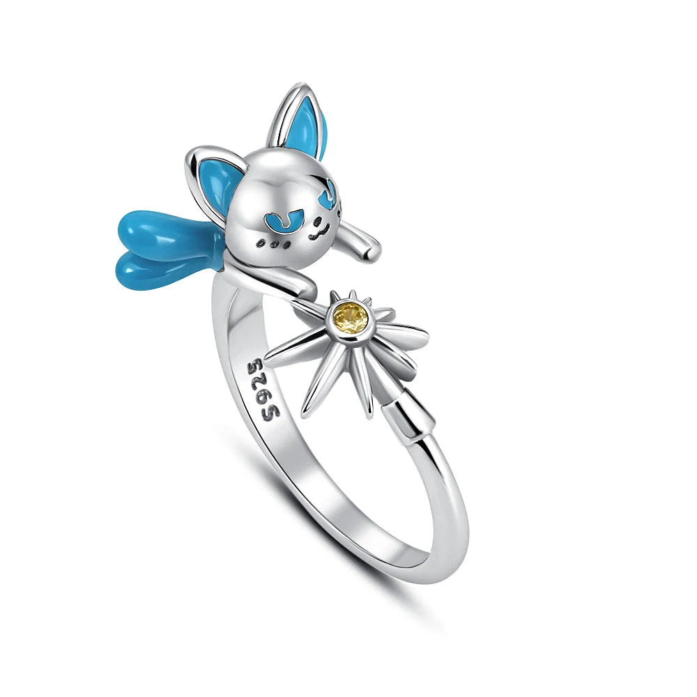 Exquisite 925 Silver Dog Flower Heart-Shaped Ring for Women Perfect for Wedding Parties