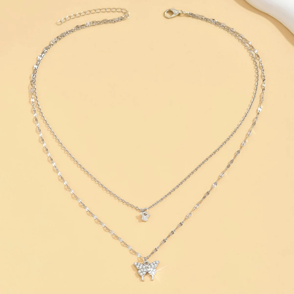 Sparkling Double Layer Butterfly Necklace for Women Exquisite Jewelry for Parties and Gifts 80200101
