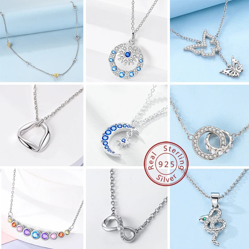 Elegant 925 Sterling Silver Zircon Butterfly Heart Pendant Necklace for Women Anniversary Gift