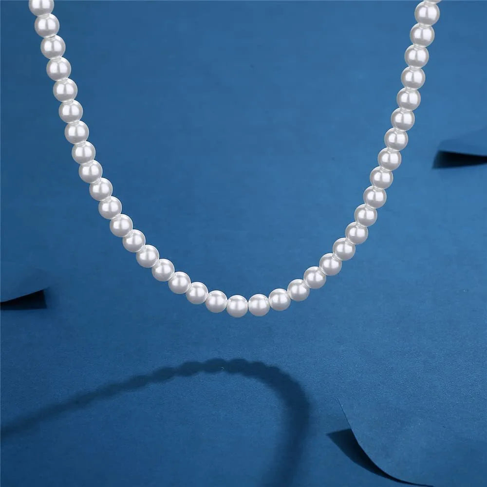 Elegant Unisex Pearl Necklace Handmade Bead Strand for Weddings and Banquets 2024 Trend