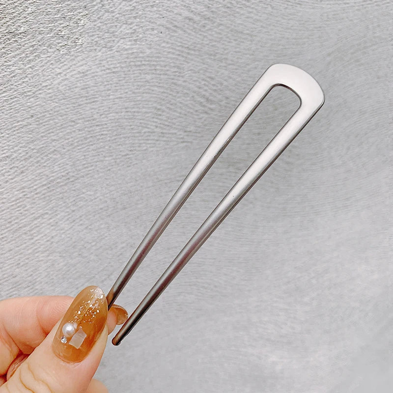 Elegant Turquoise Enamel Shell Hairpin for Women Luxury Metal U Shape Hair Stick