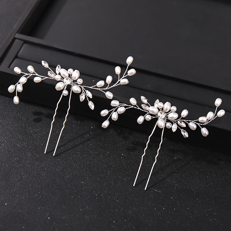 Elegant Crystal Pearl Rhinestone Hairpins for Women Bridal Party Accessories