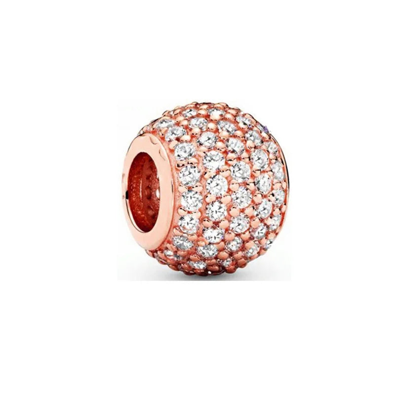 Sparkling Rose Gold Family Tree & Flower Charm Bead for European Silver Bracelet YY1844