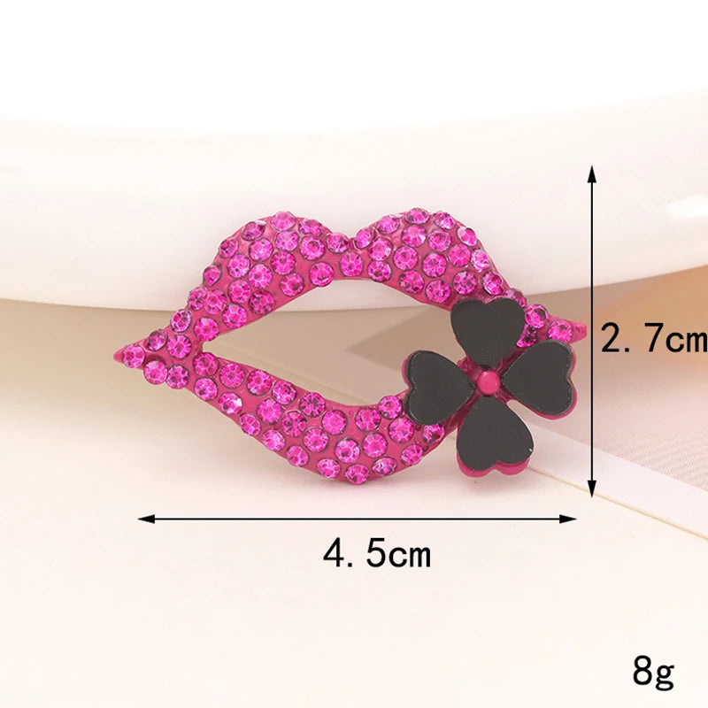 3D Pink Lip Nail Charms Luxury Metal Nail Art Jewelry for DIY Manicure Decoration