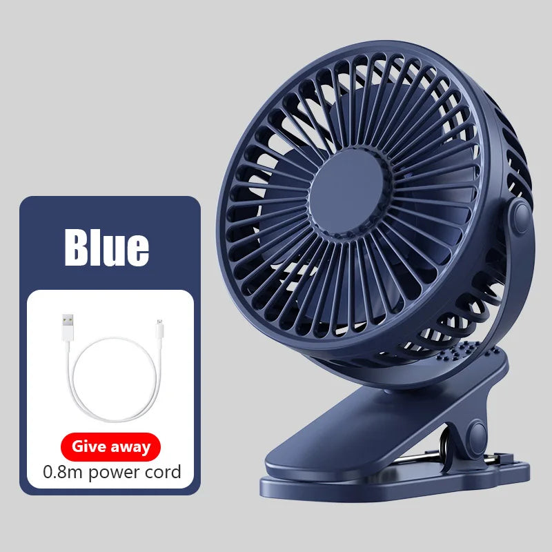 Mini Breeze Portable Hand Clip Fan USB Desktop Electric Fan for Travel and Dorms Blue no Battery