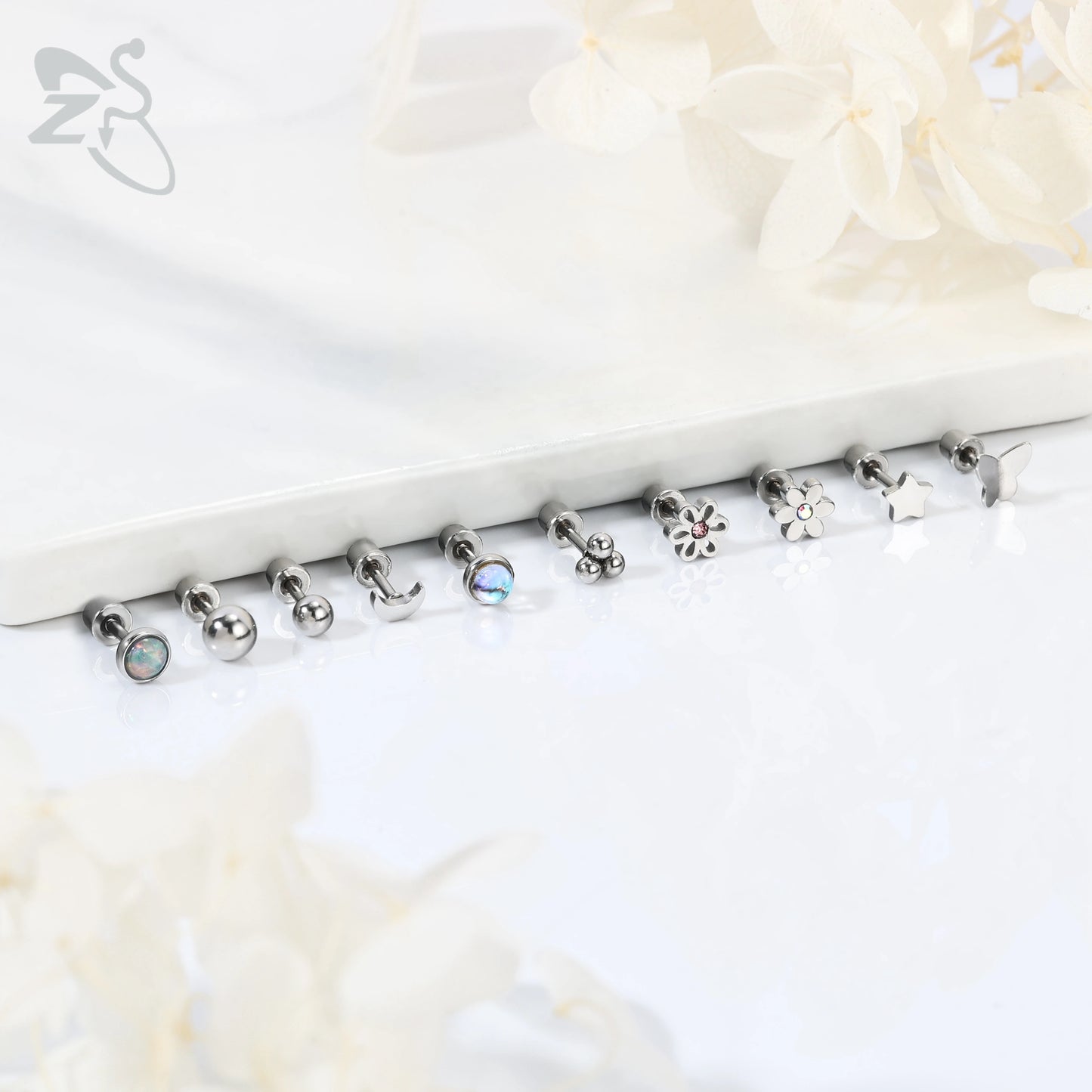 Charming Stainless Steel Flower Butterfly Stud Earrings for Children and Women
