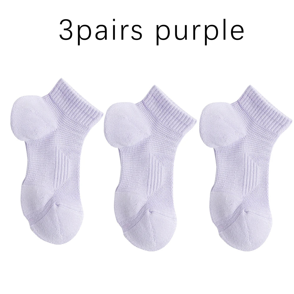 3 Pairs Dopamine Color Womens Breathable Running Socks