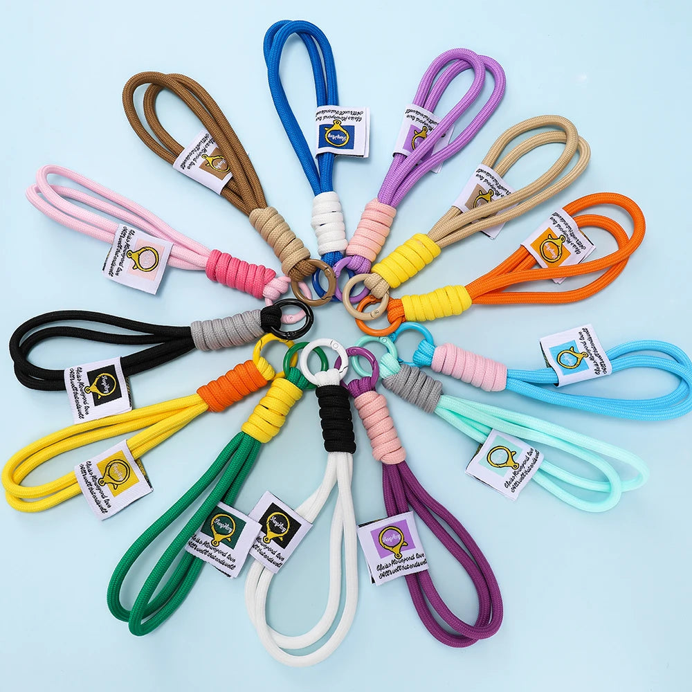 Iridescent Braid Rope Keychain Carabiner for Backpack and DIY Jewelry