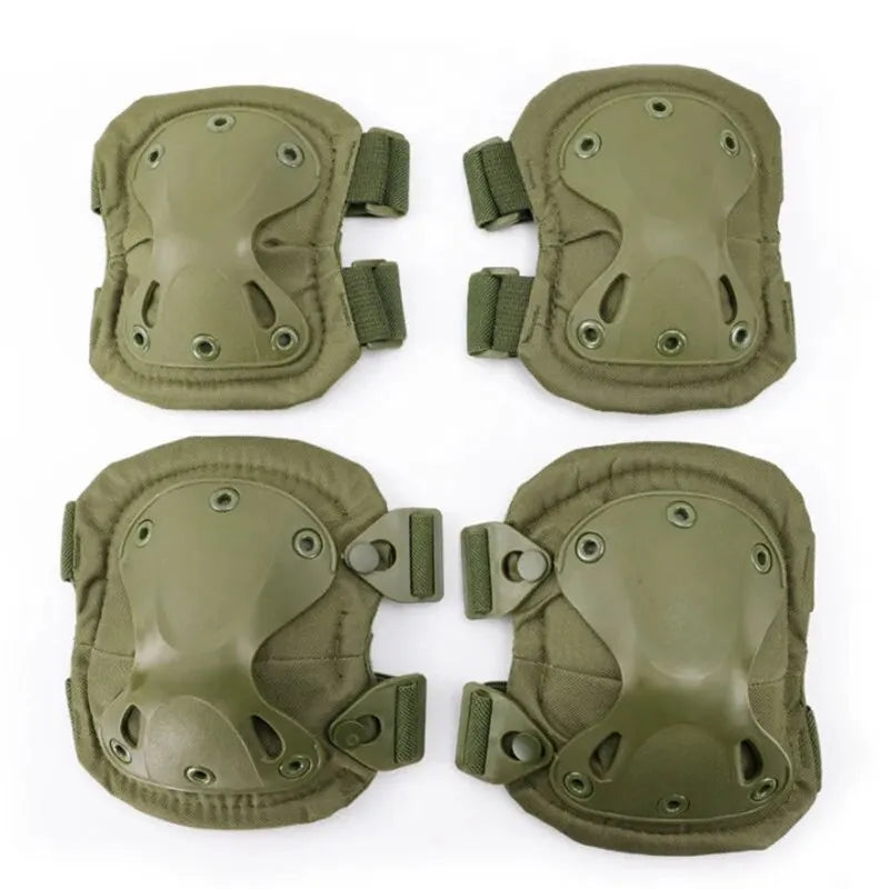 Outdoor Tactical Protective Gear Set Of 4 Knee And Elbow Pads Military Green