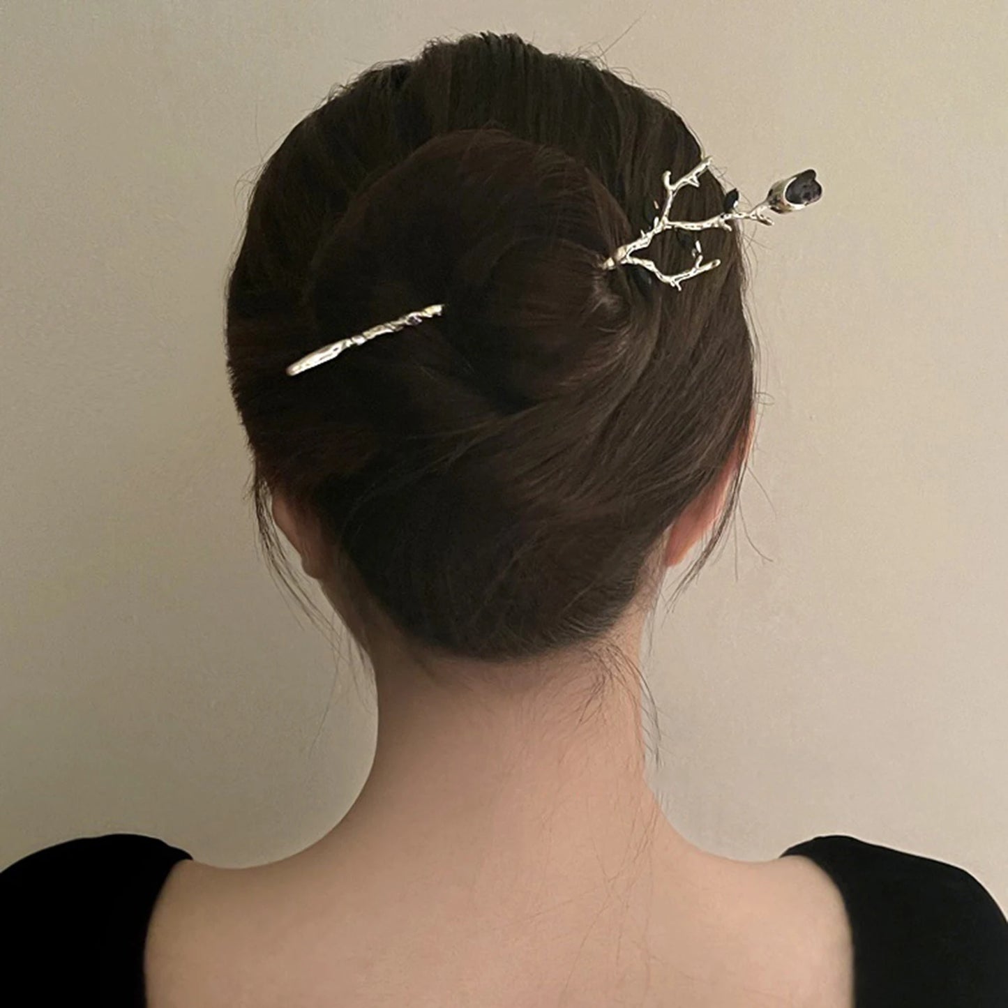 Elegant Floral Metal Hairpin Set for Women - Modern Chinese Hanfu Hair Accessories