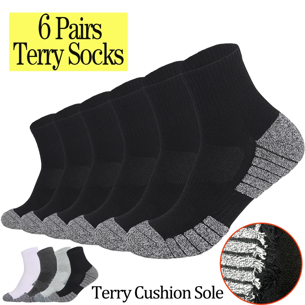 Thermal Terry Trekking Socks Men Non Slip Seamless Toe