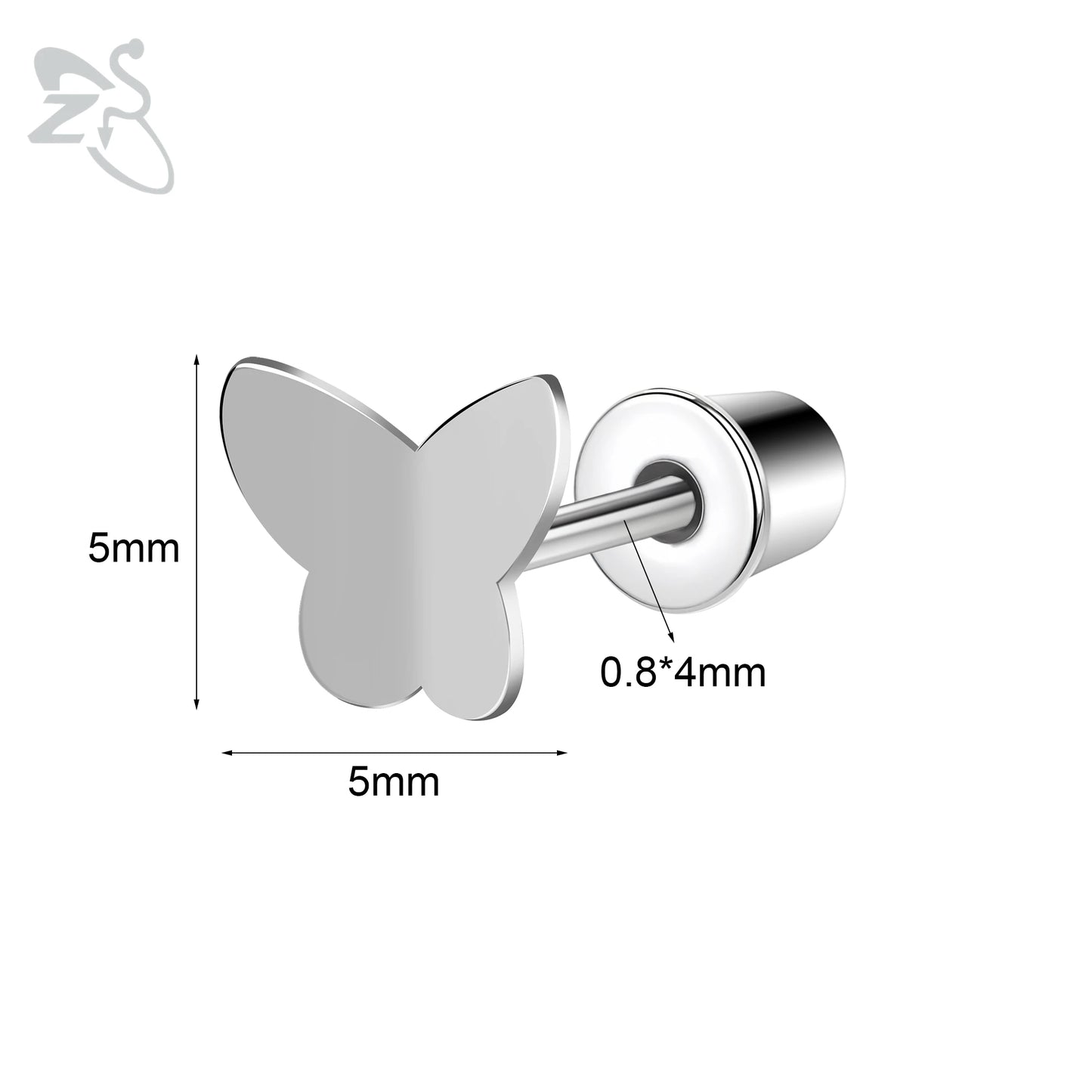 Charming Stainless Steel Flower Butterfly Stud Earrings for Children and Women