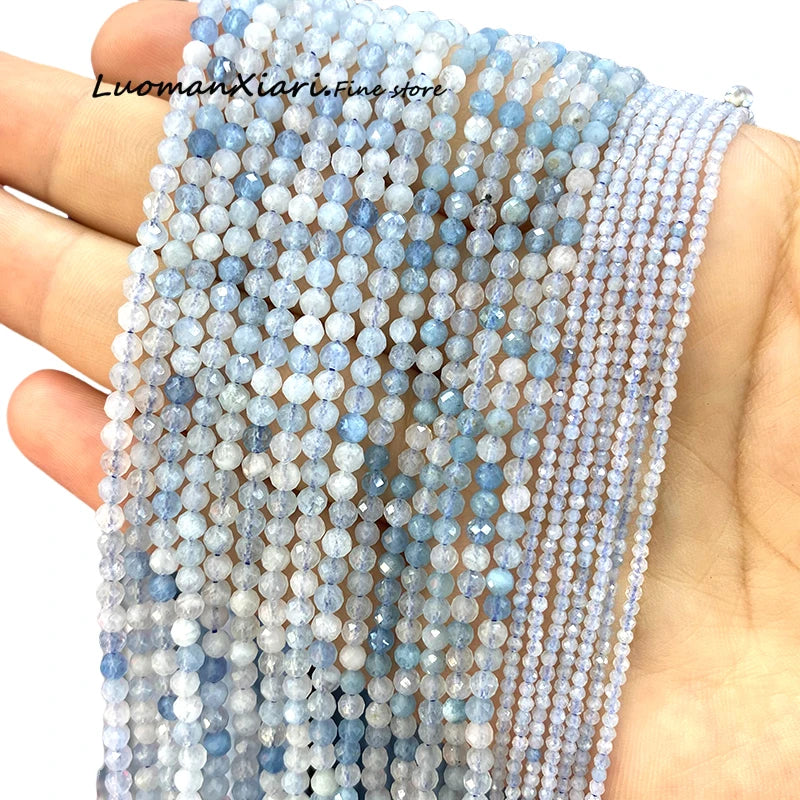 Elegant Faceted Aquamarine Beads for DIY Jewelry Making Bracelet Accessories