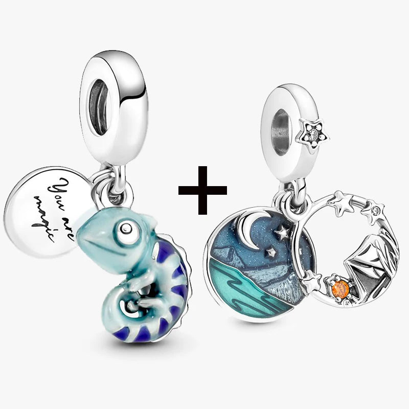 Chameleon and Turtle Pendant Beads for Charm Bracelets Jewelry Gift BD44
