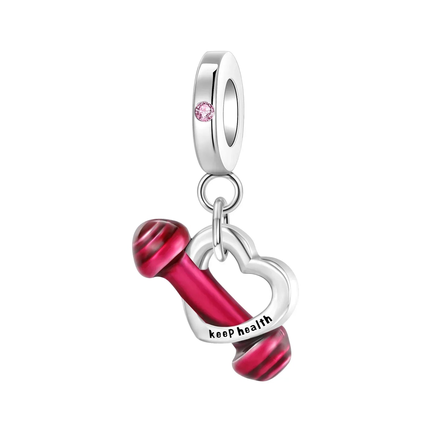Sparkling Birthstone Heart Charm 925 Sterling Silver Pendant Bead for Mom DIY Jewelry Gift
