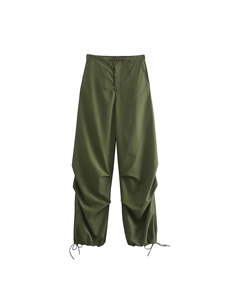 Women Parachute Cargo Pants High Waist Jogger Boot Cut