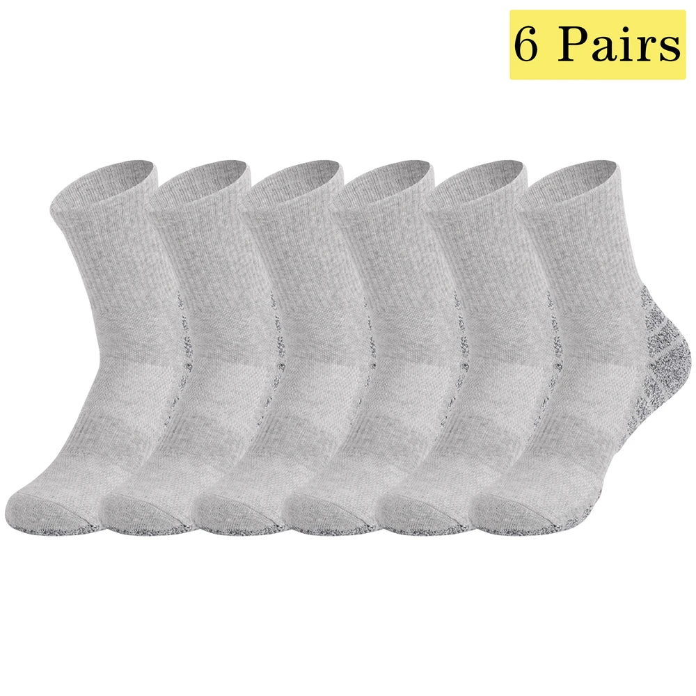 6 Pairs Thermal Winter Hiking Socks Mid Crew Cushion