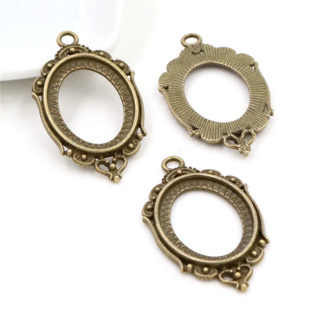 Antique Finish Cameo Cabochon Bracelet Setting Trays in Gold Silver Bronze and Rhodium 10 Pack