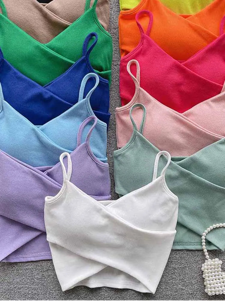Lavender Camisole Tank Top Women Irregular Strap Chic Slim