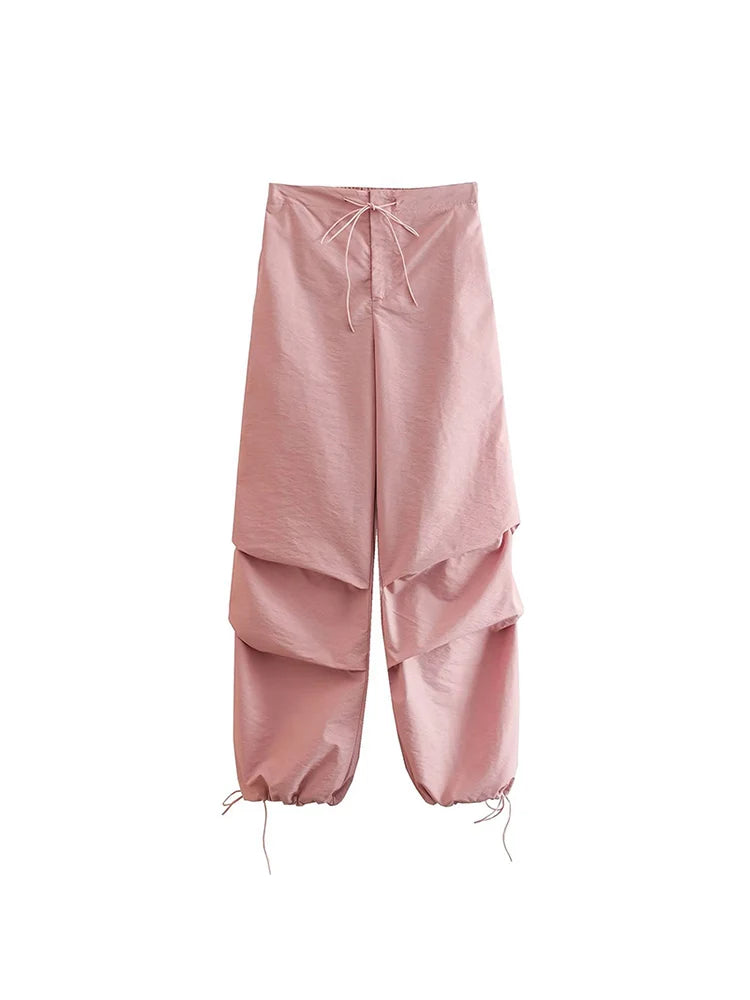 Women Parachute Cargo Pants High Waist Jogger Boot Cut