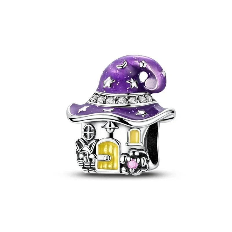 925 Sterling Silver Halloween Charms Pumpkin Ghost Witch Hat Pendant Beads for DIY Bracelet Necklace