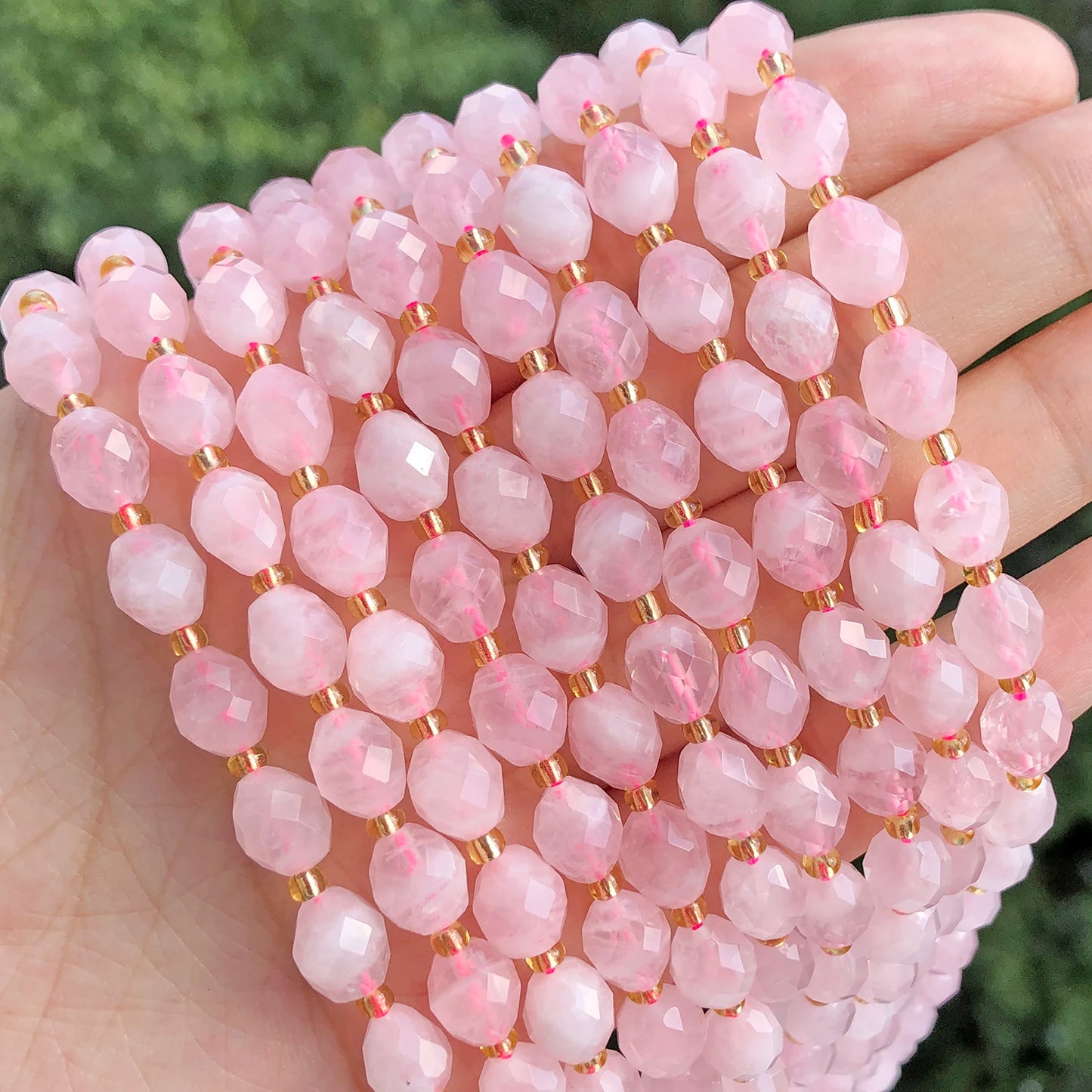 AAA Natural Rose Quartz Faceted Oval Beads for Jewelry Making and DIY Accessories