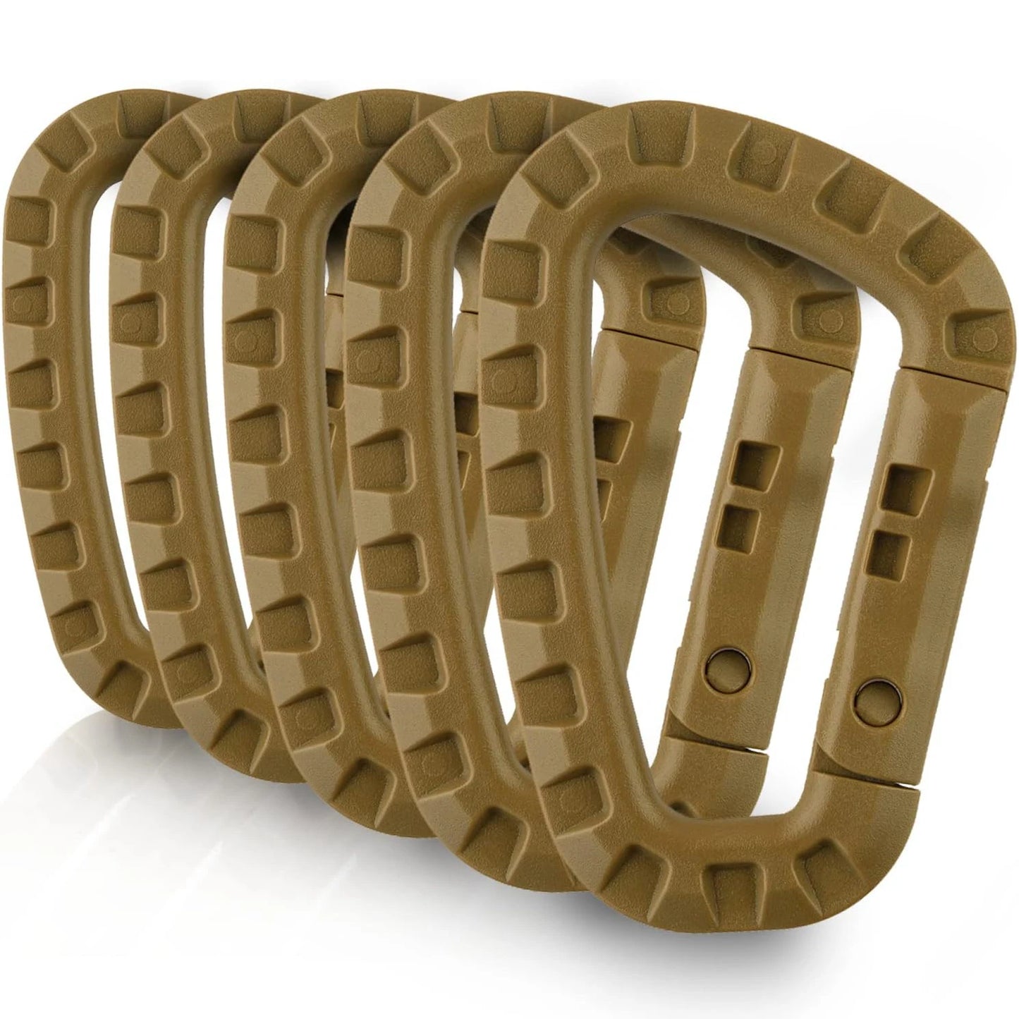 5Pcs Tactical 3.5 Inch Plastic Carabiner Molle Clip EDC Tools Khaki