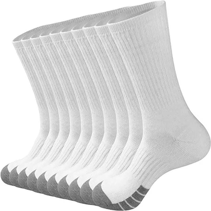 Large Men Cotton Knee High Sports Socks White Bulk