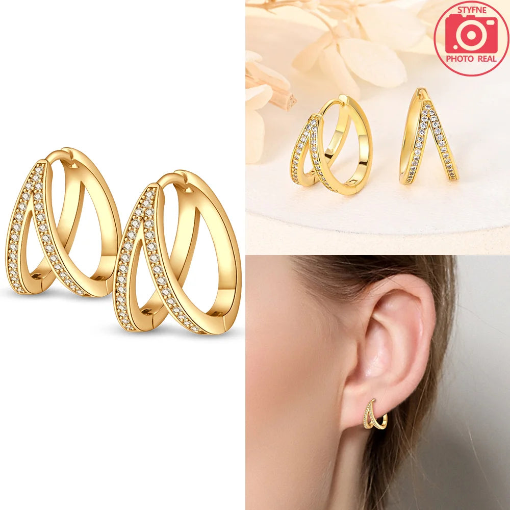Elegant 925 Silver Twist Zircon Hoop Earrings for Women - Ideal Engagement or Birthday Gift