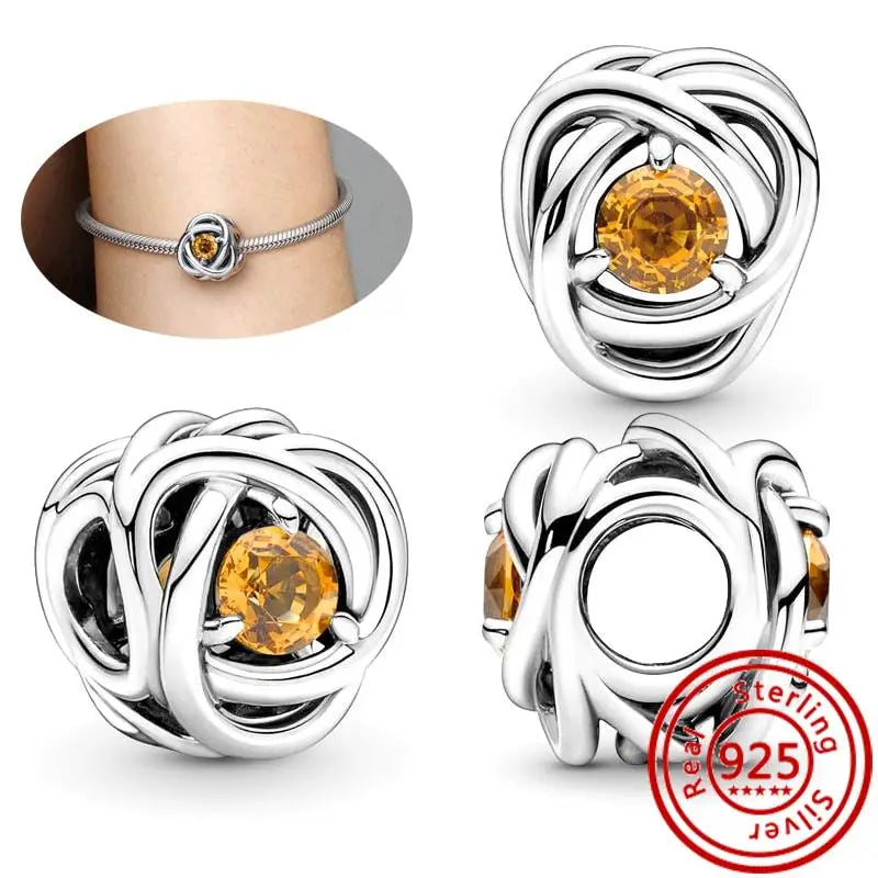 Fit Original Pantaro 925 Silver Zodiac Charm Bracelet with Colorful Zircon Beads N315